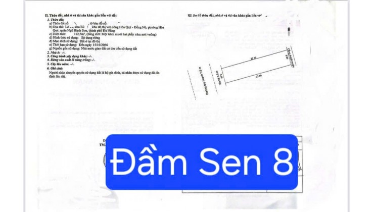 BÁN ĐẤT ĐƯỜNG ĐẦM SEN 8 – GẦN NGUYỄN PHƯỚC LAN
